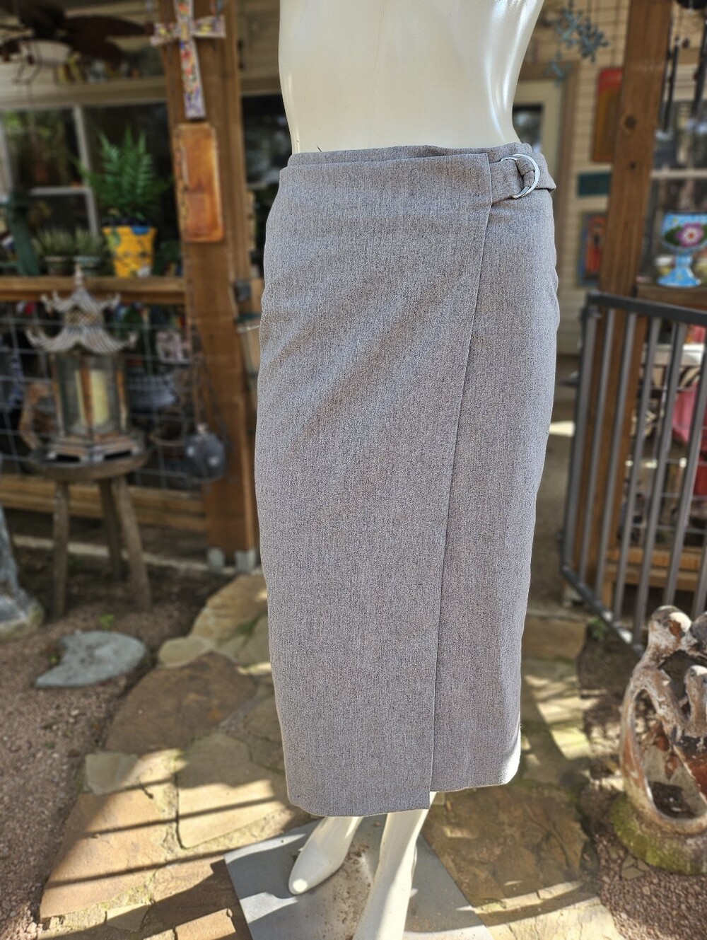 Aritzia Babaton Classic Gray Wool Midi Merger Wrap Skirt 00